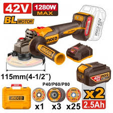 Аккумуляторная УШМ 42В 115 мм, б/щ (4) INGCO CAGLI4128112 INDUSTRIAL