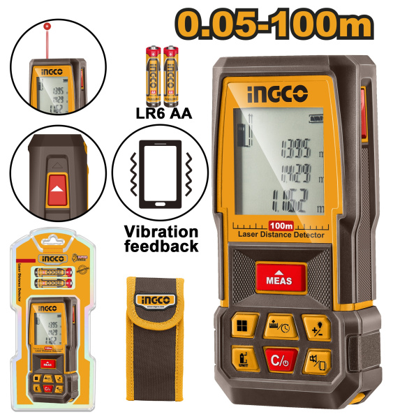 Лазерный дальномер 100 м (40) INGCO HLDD1008 INDUSTRIAL